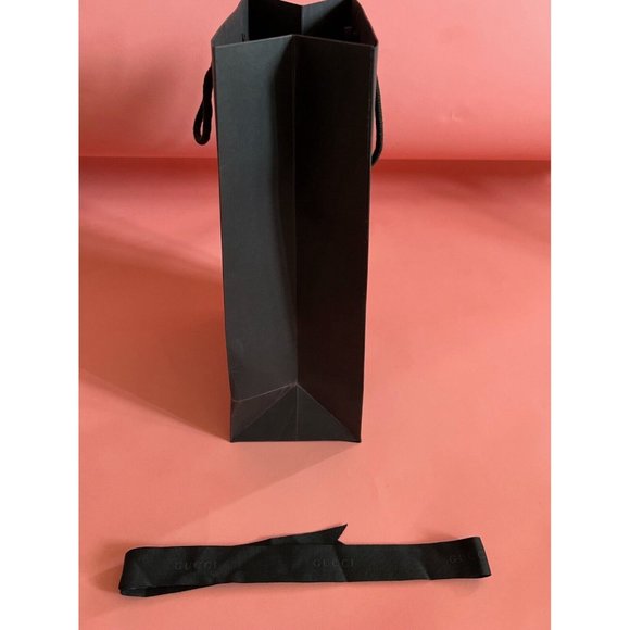 Gucci Reusable Paper Shopping Bag Gift Rope Handle Black 15" x 9" x 5.5" - Picture 3 of 7